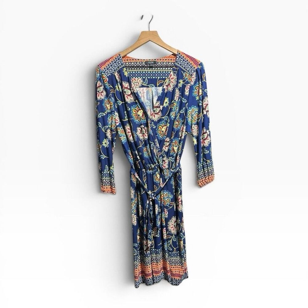 A.U.W Estilo Dress Womens 16 Paisley Print Belted Fit & Flare